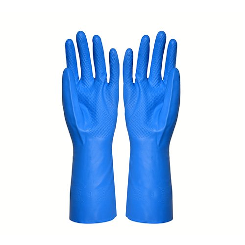Blue color unlined chemical resistantt nitrile glove