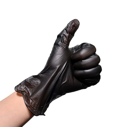 Black color disposable vinyl glove