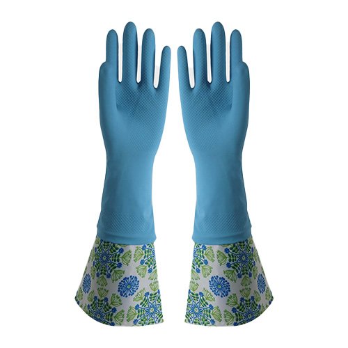 Light Blue color long cuff household ruber glove