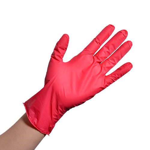 Red color nitrile glove１