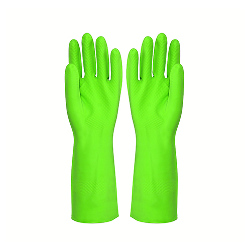 Green color unlined chemical resistant nitrile glove