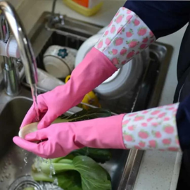 Parameters of Pink Color Long Cuff Cleaning Kitchen Glove-banner