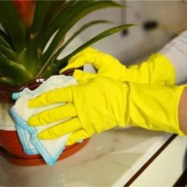 Parameters of Yellow Color Spray Flocklined Latex Household Gloves-banner